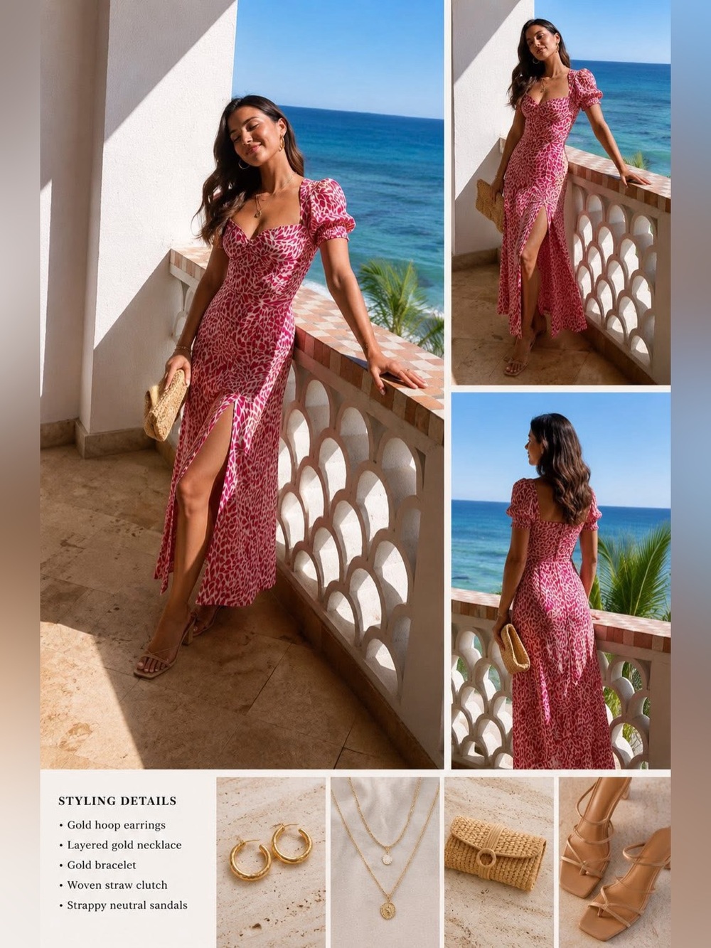Reformation Pink Leopard Print Midi Dress